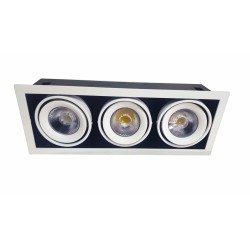 SPOT ENCASTREE CARRE BLANC/NOIR COB 3X25W