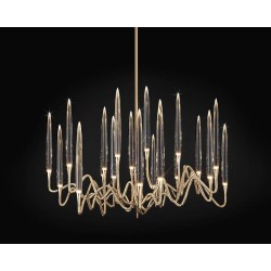 LUSTRE BRONZE JAUNE EN FER+CRISTAL D85*115 24W 3000K