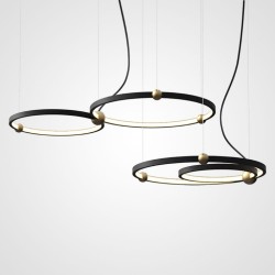 SUSPENSION LED NOIR PLANET RINGS D90 x 50 36W